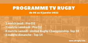 Programme TV Rugby pour le weekend du 6 au 9 janvier 2022