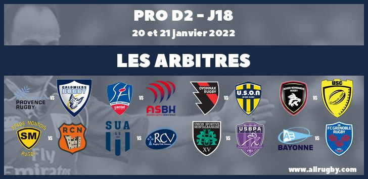 Pro D2 2022 - J18 : les arbitres de la dix-huitième journée