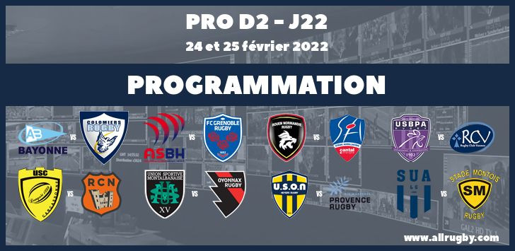 Pro D2 : les horaires de la 22ème journée (les 24 et 25 février 2022)