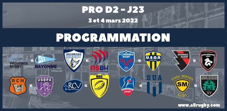 Pro D2 : les horaires de la 23ème journée (les 3 et 4 mars 2022)