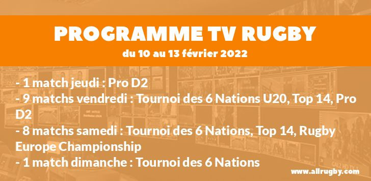 Programme TV Rugby pour le weekend du 10 au 13 février 2022