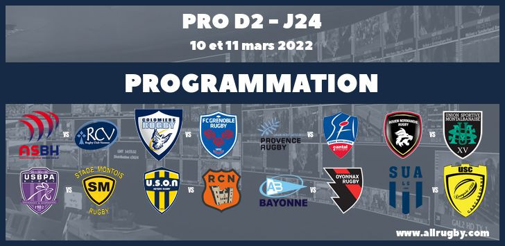 Pro D2 : les horaires de la 24ème journée (les 10 et 11 mars 2022)