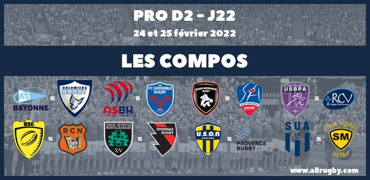 Pro D2 2022 - J22 : les compos de la vingt-deuxième journée