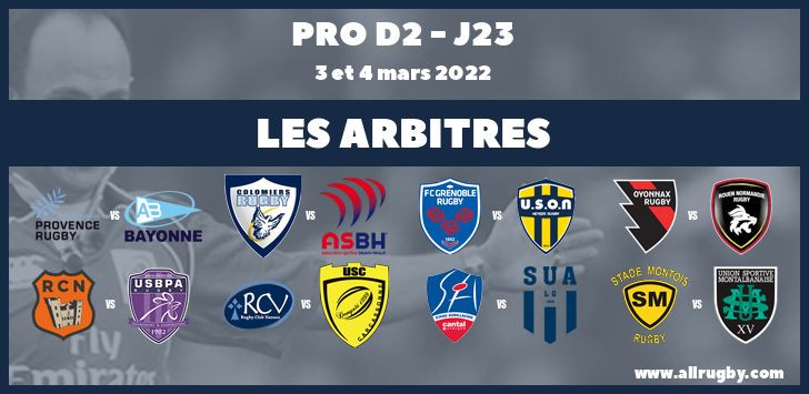 Pro D2 2022 - J23 : les arbitres de la vingt-troisième journée
