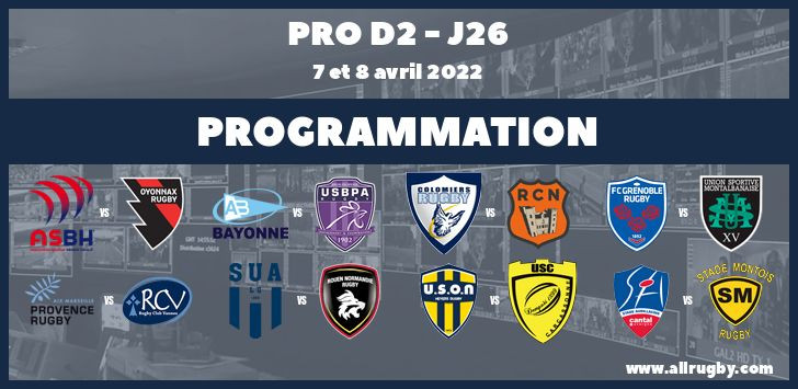 Pro D2 : les horaires de la 26ème journée (les 7 et 8 avril 2022)