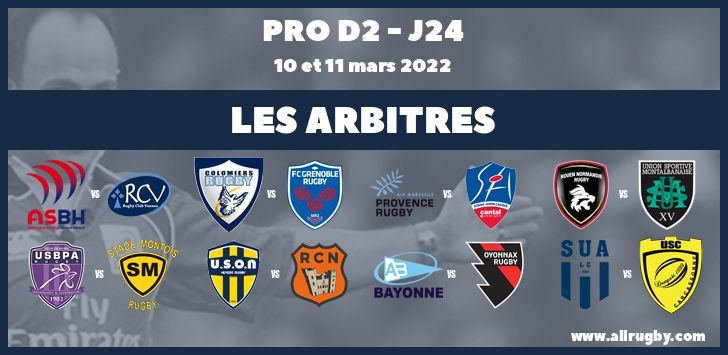 Pro D2 2022 - J24 : les arbitres de la vingt-quatrième journée
