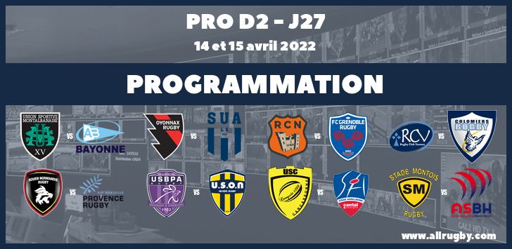 Pro D2 : les horaires de la 27ème journée (les 14 et 15 avril 2022)