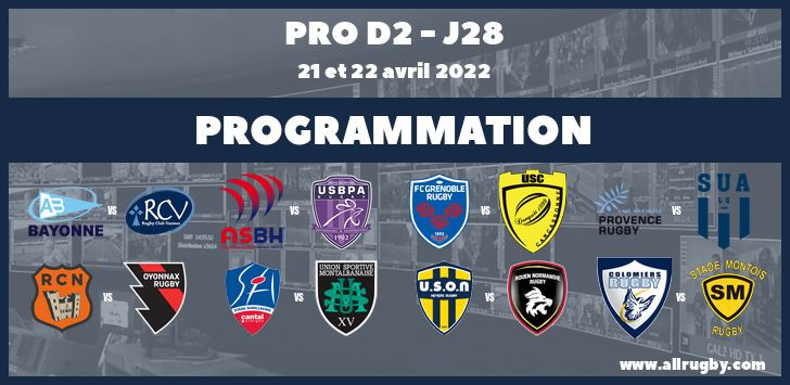 Pro D2 : les horaires de la 28ème journée (les 21 et 22 avril 2022)