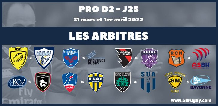 Pro D2 2022 - J25 : les arbitres de la vingt-cinquième journée