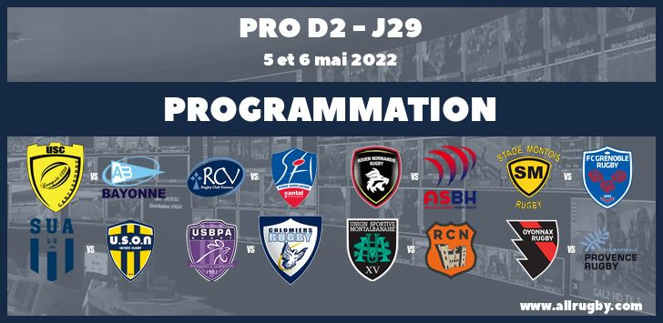 Pro D2 : les horaires de la 29ème journée (les 5 et 6 mai 2022)