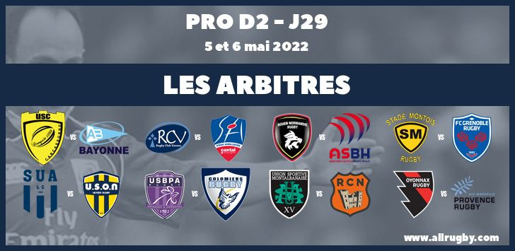 Pro D2 2022 - J29 : les arbitres de l'avant-dernière journée