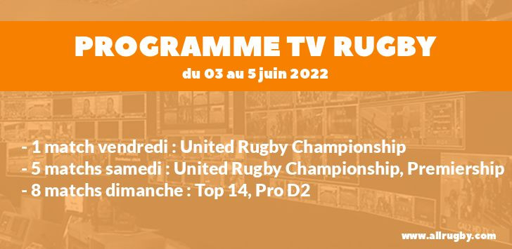 Programme TV Rugby pour le weekend du 3 au 5 juin 2022