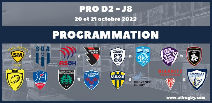 Pro D2 : les horaires de la 8ème journée (les 20 et 21 octobre 2022)
