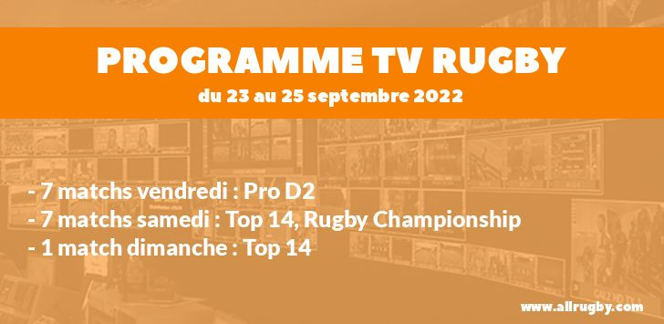 Programme TV Rugby pour le weekend du 22 au 25 septembre 2022