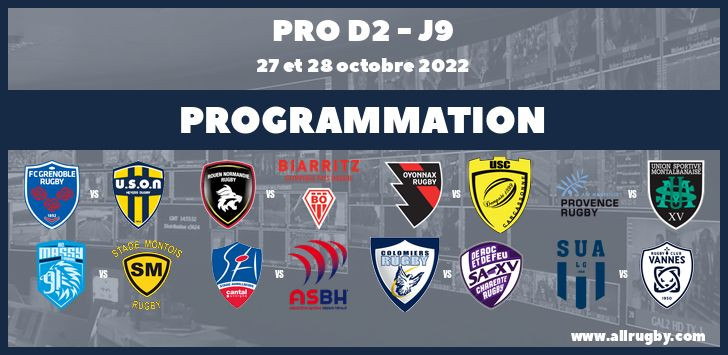Pro D2 : les horaires de la 9ème journée (les 27 et 28 octobre 2022) et 10ème journée (les 3 et 4 novembre 2022)