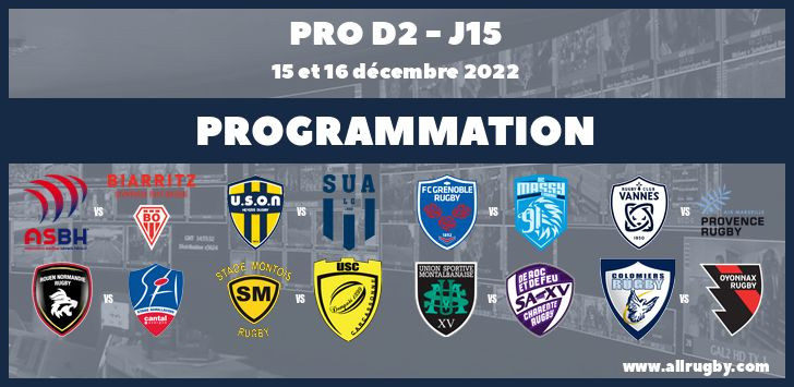 Pro D2 : les horaires de la 15ème journée (les 15 et 16 décembre 2022)