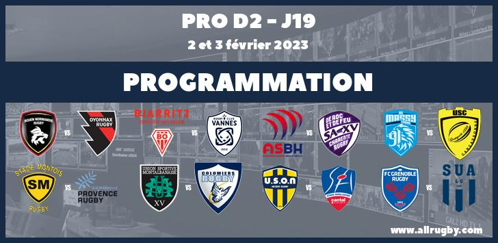 Pro D2 : les horaires de la 19ème journée (les 2 et 3 février 2023)