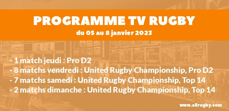 Programme TV Rugby pour le weekend du 5 au 8 janvier 2023