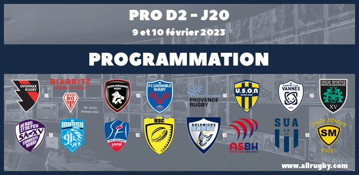 Pro D2 : les horaires de la 20ème journée (les 9 et 10 février 2023)