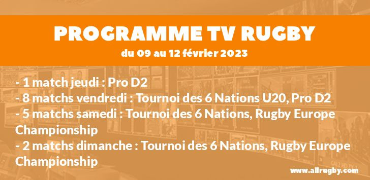 Programme TV Rugby pour le weekend du 9 au 12 février 2023