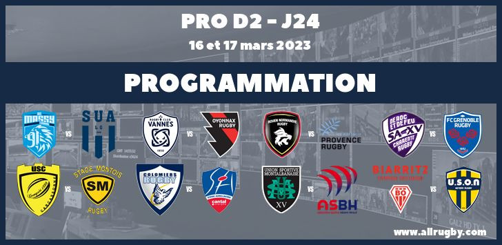 Pro D2 : les horaires de la 24ème journée (les 16 et 17 mars 2023)