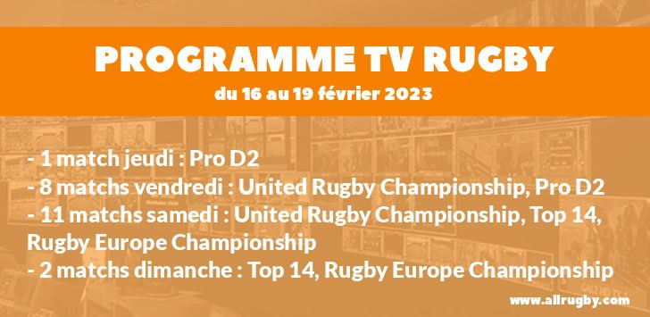 Programme TV Rugby pour le weekend du 16 au 19 février 2023