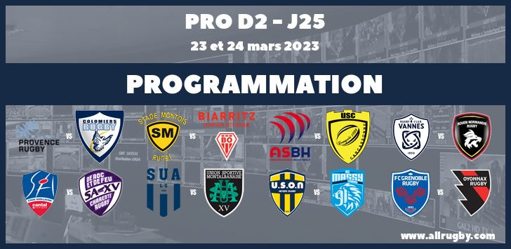 Pro D2 : les horaires de la 25ème journée (les 23 et 24 mars 2023)