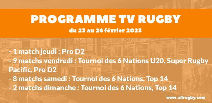 Programme TV Rugby pour le weekend du 23 au 26 février 2023