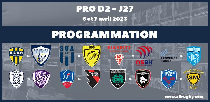 Pro D2 : les horaires de la 27ème journée (les 6 et 7 avril 2023)