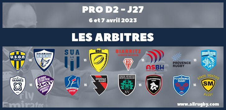 Pro D2 2023 - J27 : les arbitres de la vingt-septième journée