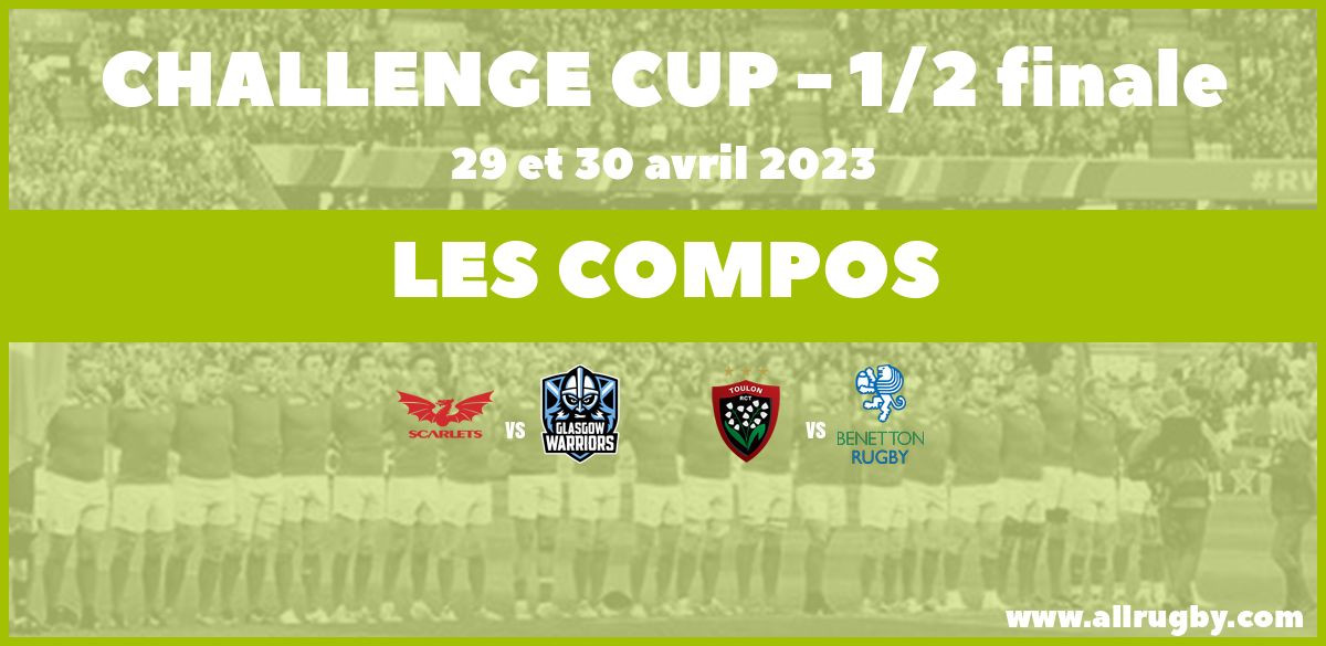 Challenge Cup - les compos des demi-finales 2023 : Scarlets vs Glasgow et Toulon vs Benetton