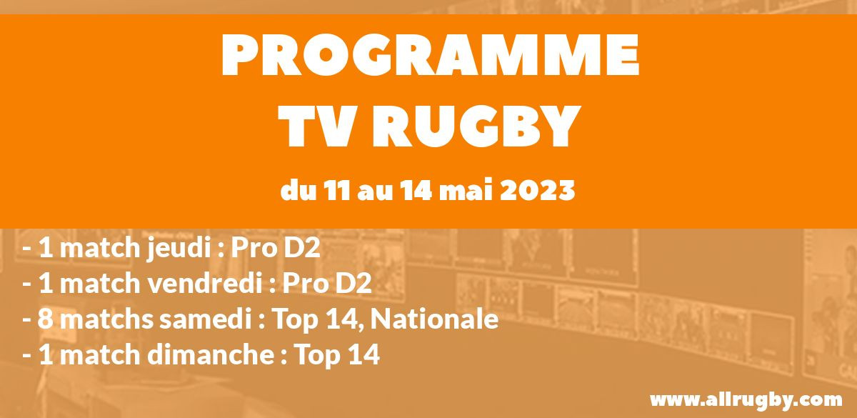 Programme TV Rugby pour le weekend du 11 au 14 mai 2023