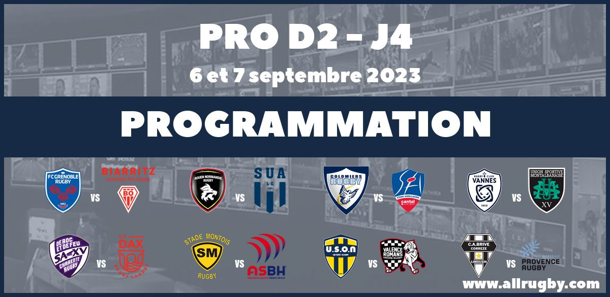 Pro D2 : les horaires de la 4ème journée (les 6 et 7 septembre 2023) et 5ème journée (les 12 et 13 septembre 2023)