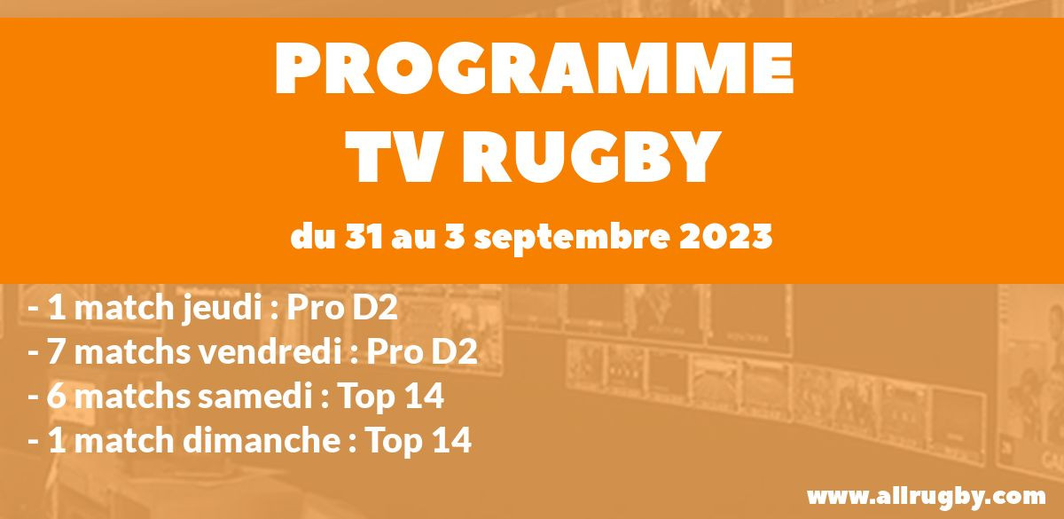 Programme TV Rugby pour le weekend du 31 août au 3 septembre 2023