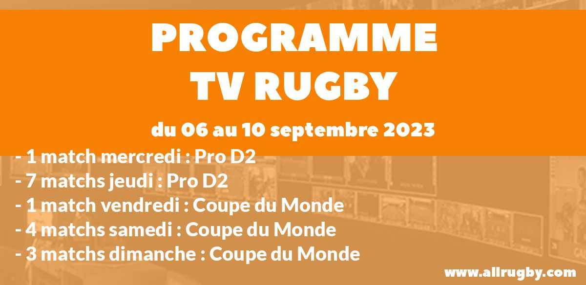 Programme TV Rugby pour le weekend du 6 au 10 septembre 2023
