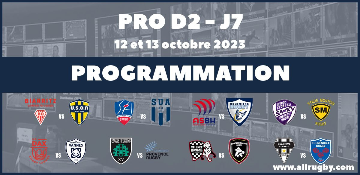 Pro D2 : les horaires de la 7ème journée (les 12 et 13 octobre 2023) et de la 8ème journée (les 18 et 19 octobre 2023)