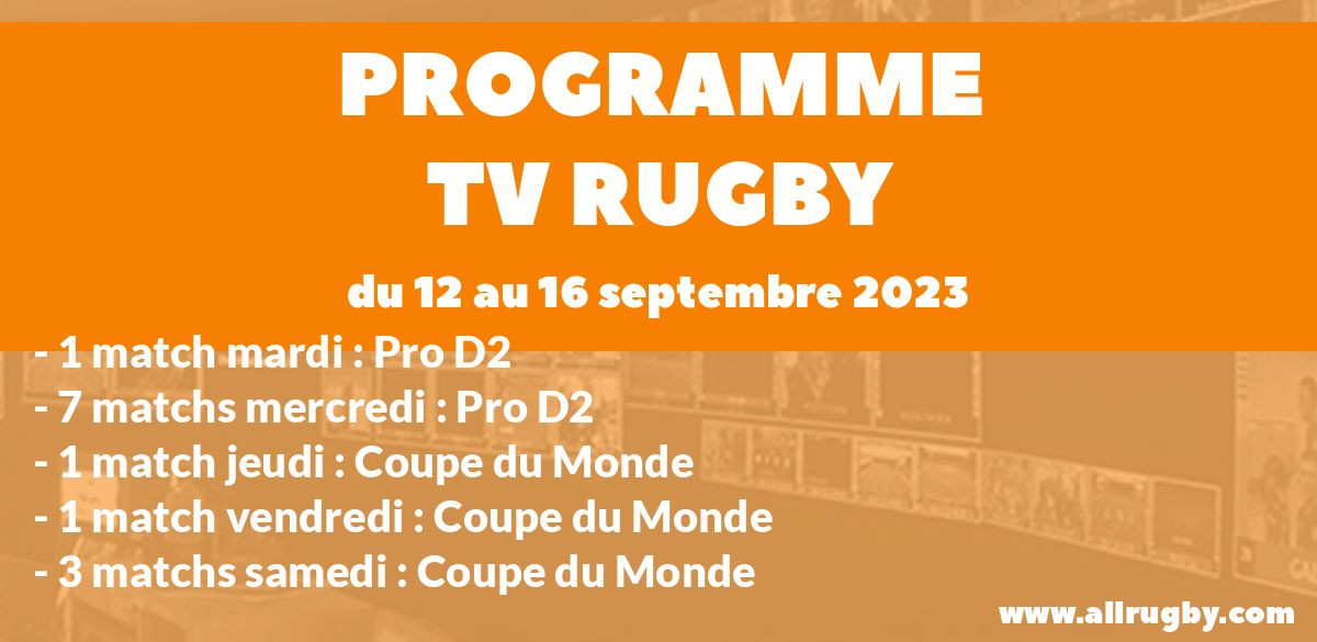 Programme TV Rugby pour le weekend du 12 au 17 septembre 2023