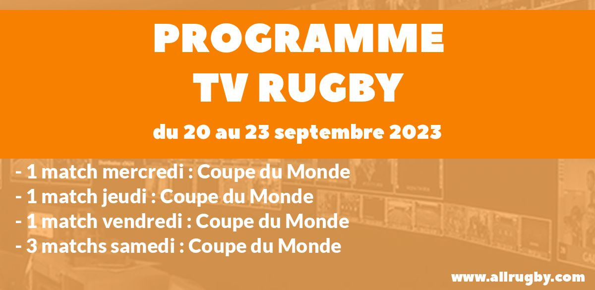 Programme TV Rugby pour le weekend du 20 au 24 septembre 2023