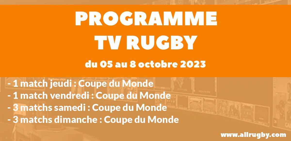 Programme TV Rugby pour le weekend du 5 au 8 octobre 2023